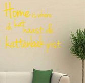 muursticker Home is where de kat - geel - 75x67,5cm