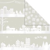 Design papier, huizen en sneeuwvlokken, 30,5x30,5 cm, 180 gr, 3 vel/ 1 doos