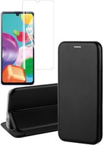 Samsung A41 Hoesje en Samsung A41 Screenprotector - Samsung Galaxy A41 Hoesje Book Case Slim Wallet Zwart + Screen Protector