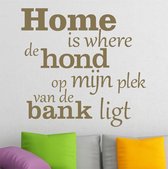 muursticker Home is where de hond - goud - 100x95cm