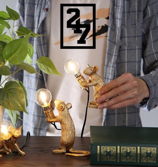 BuySafe247 | SET Gouden Muizen lamp van Hars | Mouse lamp | Landelijk  verlichting. 3... | bol.com