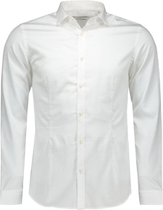 Jack and Jones Premium Heren Overhemd Parma Wit Satijn Super Slim Fit - XS