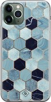 iPhone 11 Pro hoesje siliconen - Blue cubes | Apple iPhone 11 Pro case | TPU backcover transparant