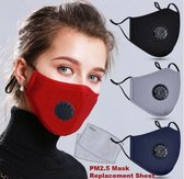 Herbruikbaar Mondmasker met filter |  Inclusief  5x PM2.5 filter | OV-Mask rood| mode masker | stoffen mondkap