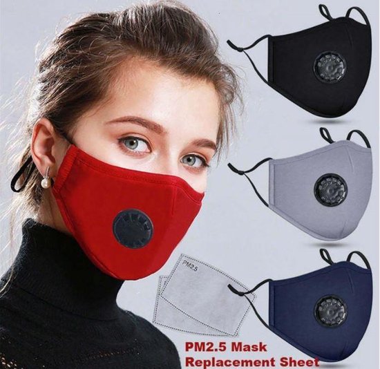 Masque buccal réutilisable avec filtre | Comprend un filtre 5x PM2.5 |  OV-Mask rouge|... | bol