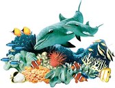 Muursticker Dolfijnen in het Koraal – Oceaan – Vinyl – 76 x 60 cm