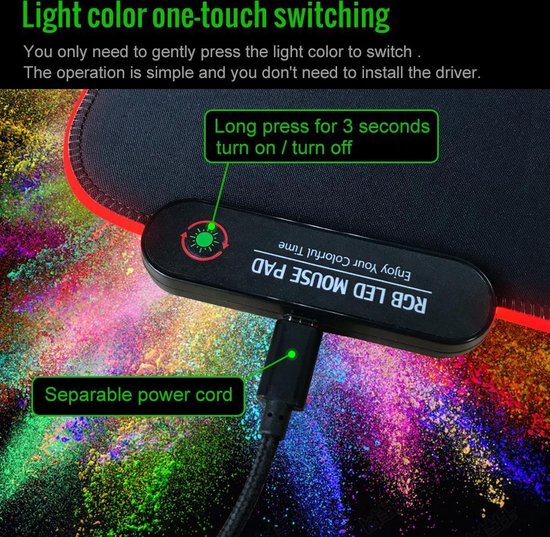 Gaming Muismat XXL - RGB LED Verlichting - Anti-Slip