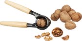 Relaxdays notenkraker met houten greep - walnotenkraker zwart - flesopener – notentang