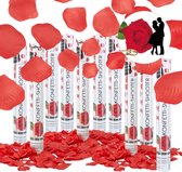 Relaxdays 10x confetti kanon - party popper 40 cm - rozenblaadjes rood - bruiloft
