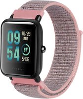 22mm Licht Roze Nylon Horloge Bandje met een lichte glans voor (zie compatibele modellen) Samsung, LG, Asus, Pebble, Huawei, Cookoo, Vostok en Vector – Maat: zie maatfoto - klitten