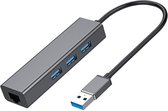 NÖRDIC USB-LANHUB, adaptateur réseau USB 3.1 vers Ethernet Giga , 3x hub USB 3.1, 17 cm, gris sidéral