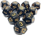 Diceshop 12-kantige dobbelsteen (SET van 10 STUKS) D12 Zwart | Goud