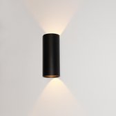 Wandlamp Brody 2 Zwart - Ø7,2cm - LED 2x4W 2700K 2x360lm - IP54 - Dimbaar > wandlamp binnen zwart | wandlamp buiten zwart | wandlamp zwart | buitenlamp zwart | muurlamp zwart | led