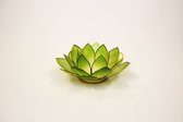 Waxinehouder lotus capiz-schelp koper 15cm groen - Filippijnen