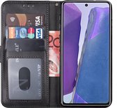 Samsung Note 20 Hoesje - Samsung Galaxy Note 20 hoesje bookcase met pasjeshouder zwart wallet portemonnee book case cover