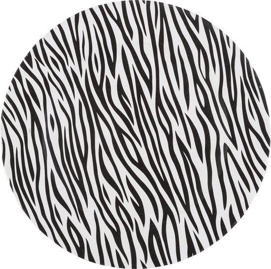 1x Ronde kaarsenplateaus/kaarsenborden zebraprint 33 cm – onderbord / kaarsenbord / onderzet bord voor kaarsen