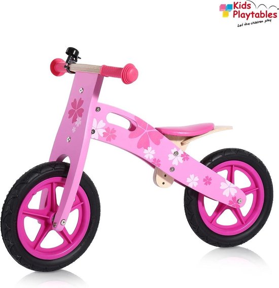 Sada Voorkeursbehandeling Dalset Loopfiets roze met bloemen - houten kinderfiets - houten speelgoed -  loopfiets 1 jaar... | bol.com
