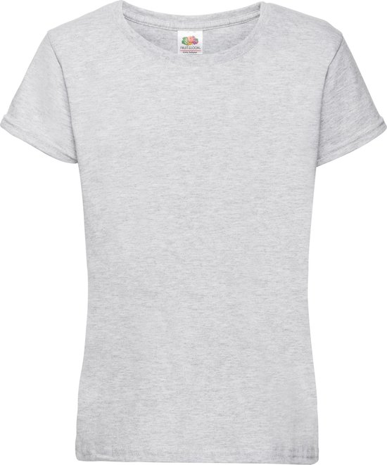 Fruit Of The Loom Girls Sofspun T-shirt met korte mouwen. (Heather Grijs)