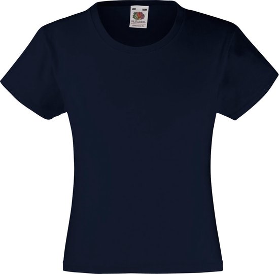 Fruit Of The Loom Filles Enfants Valewewight à manches courtes T-shirt Marine foncé)