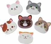 Fako Bijoux® - Katten Onderzetters - Onderzetters Voor Glazen - Katten Accessoires - Katten Decoraties - Set Van Zes Onderzetters - Hittebestendig - Antislip - Kattenliefhebber