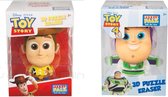 Toy Story, 3d puzzle eraser, Buzz lightyear, Woodie, 2-pack