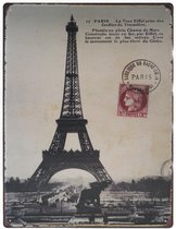 Wandbord – Parijs – Paris – Eifeltoren – Frankrijk - Vintage - Retro -  Wanddecoratie – Reclame bord – Restaurant – Kroeg - Bar – Cafe - Horeca – Metal Sign - 30x40cm