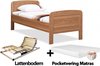 Complete set ledikant Senioren / seniorenbed 90x200cm eiken - Pocketvering Matras