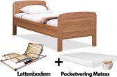 Complete set ledikant Senioren / seniorenbed 90x200cm eiken - Pocketvering Matras