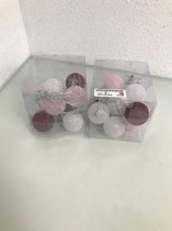 Kerstballen - 2 sets - rood, wit en roze - LED