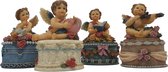 Engel beeldje doosje met deksel decoratie – set van 4 opbergdoosjes gedecoreerd met engelenbeeldjes 11 cm hoog polyresin materiaal