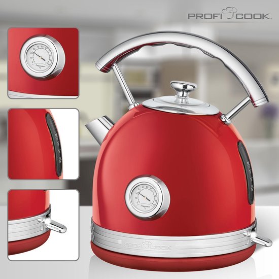 Logisch vaak klok ProfiCook WKS 1192 - Vintage Retro Waterkoker - Rood - 1,7 liter - 2200 W |  bol.com