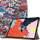 Tablet hoes geschikt voor Apple iPad Air 11 (2024) / iPad Air 10.9 (2022) tri-fold - Case met Auto Wake/Sleep functie - Graffiti