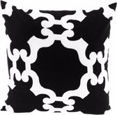 Kussen - 45x45 cm - zwart/wit - Polyester - Katoen - incl. vulling. (Voorkant geprint, achterkant wit)