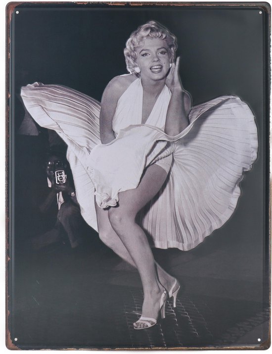 Wandbord – Marilyn Monroe – Portret - Vintage - Retro -  Wanddecoratie – Reclame bord – Restaurant – Kroeg - Bar – Cafe - Horeca – Metal Sign - 30x40cm