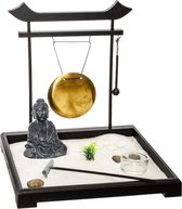 Buddha Zen Tuinset Op Houten Plateau Met Gong