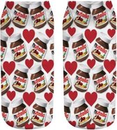 Fun sokken 'Pot Nutella met hartjes' (91109)