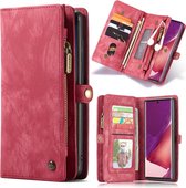 Caseme - vintage 2 in 1 portemonnee hoes - Geschikt voor Samsung Galaxy Note 20 Ultra - Rood