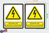 ISO7010 W012 Gevaarlijke elektrische spanning Waarschuwing M set 2 stickers 14x18 cm