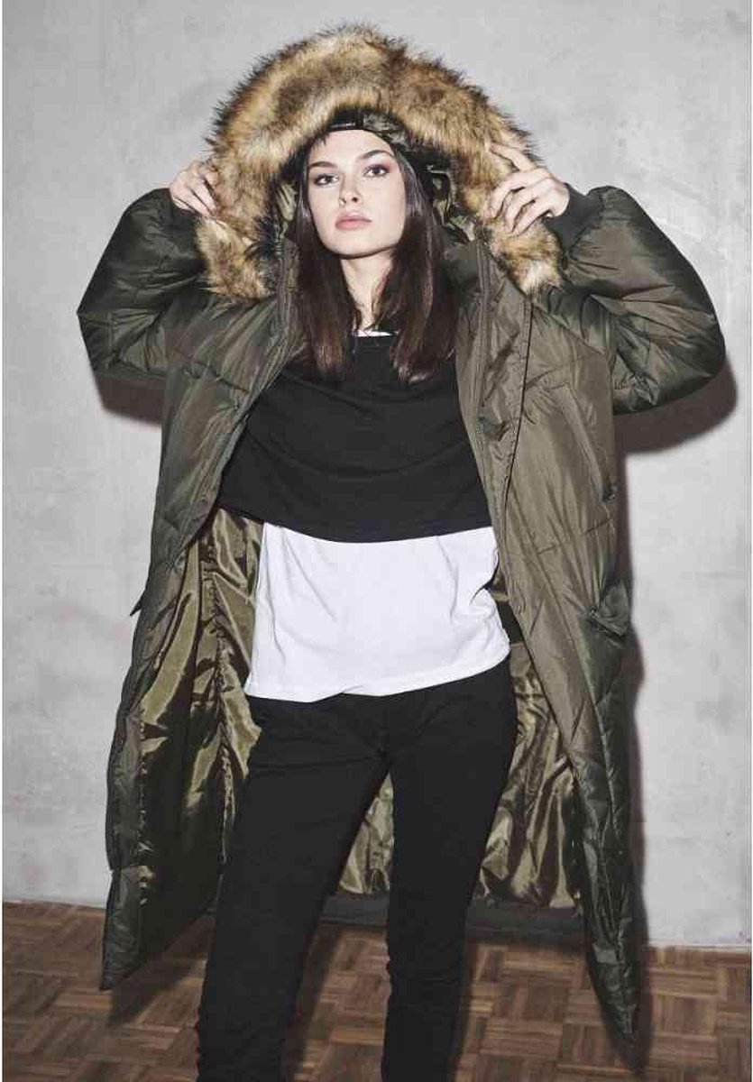 Urban Classics Winterjas -4XL- Oversized Faux Fur Puffer Groen