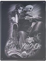Wandbord –  Ride or Die – Motor – Skull art - Vintage - Retro -  Wanddecoratie – Reclame bord – Restaurant – Kroeg - Bar – Cafe - Horeca – Metal Sign - 30x40cm