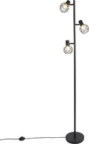 Bol.com QAZQA mesh - Moderne Vloerlamp | Staande Lamp - 3 lichts - H 150 cm - Zwart - Woonkamer | Slaapkamer | Keuken aanbieding