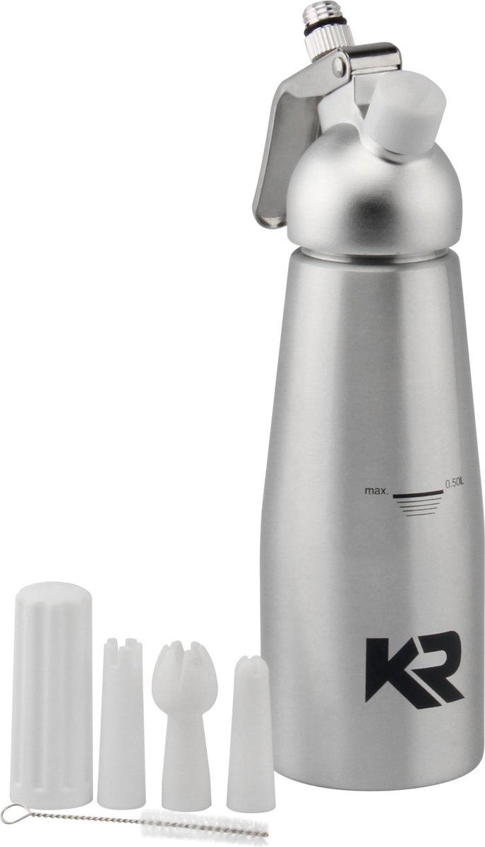 Robuuste Kwaliteit Slagroomspuit 0,5L - Keizer RVS - Slagroomspuit Aluminium - Crèmespuit - Garneerspuit - Slagroomapparaat