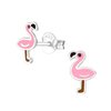 foto van Oorbellen meisje | Kinderoorbellen meisje zilver | Roze flamingo oorstekers | WeLoveSilver