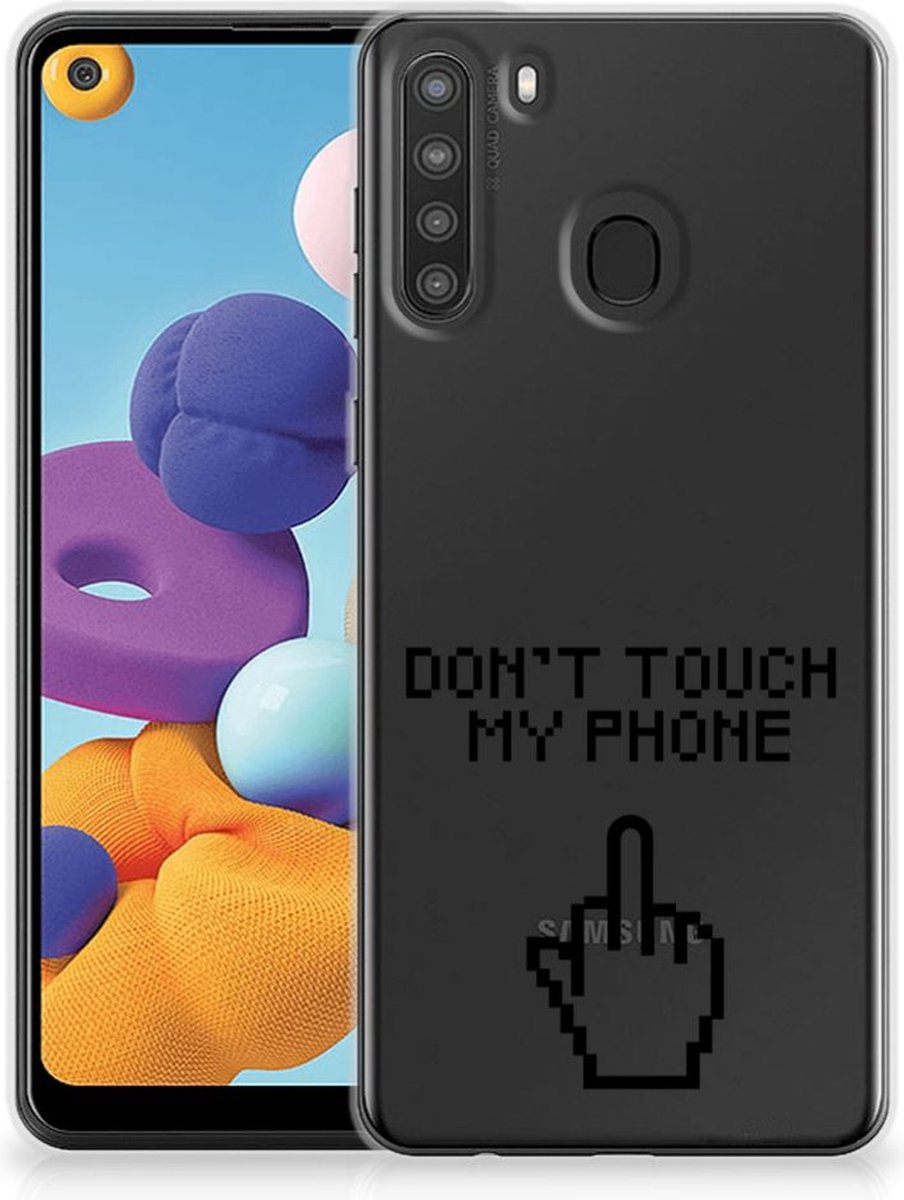Samsung Galaxy A21 Silicone-hoesje Finger Don't Touch My Phone