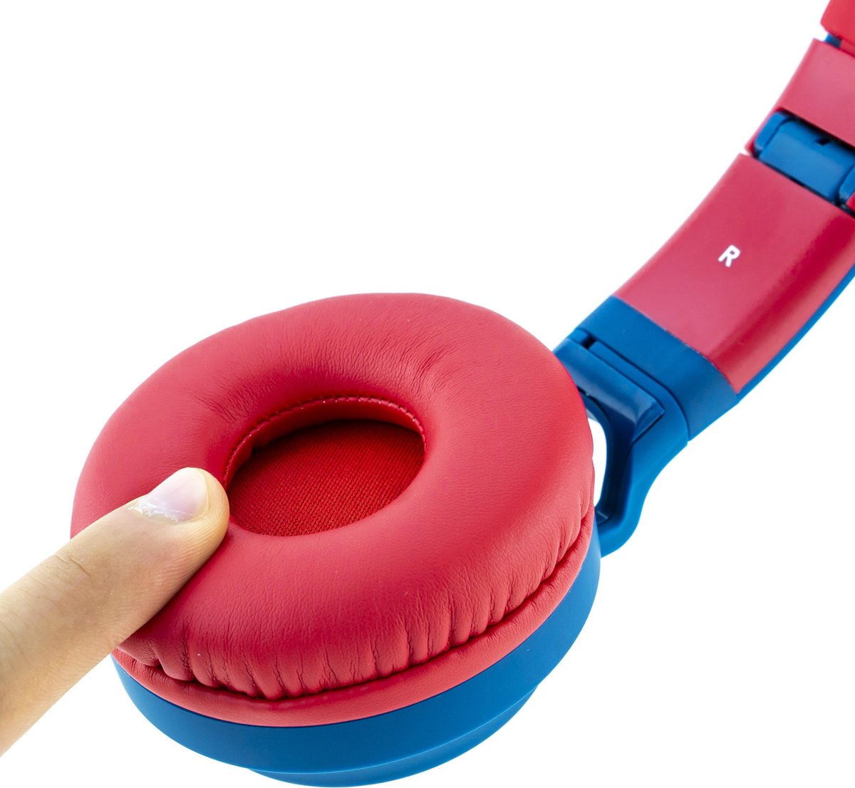 PowerLocus Buddy Draadloze On-Ear Koptelefoon voor Kinderen, LED lampjes, 85db Limiet, met Microfoon, Micro SD poort - Blauw/Rood – foto 6