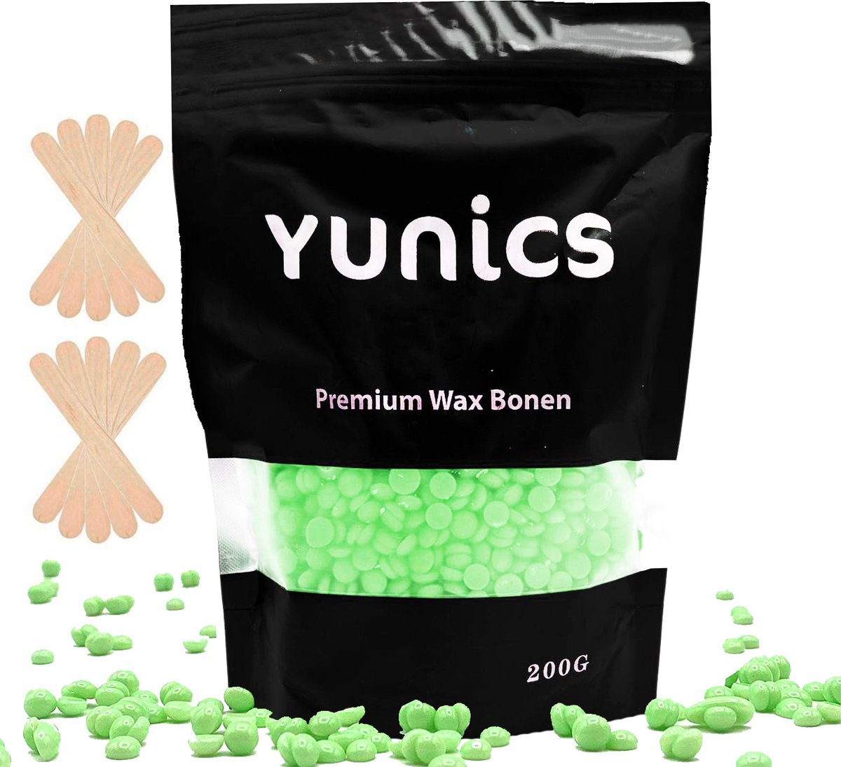 YUNICS® Premium Wax Bonen - Wax Ontharen - Wax Beans - Inclusief Wax Spatels - Geschikt Voor Wax Apparaat - 200 GR - Groen