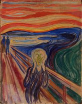 Edvard Munch, De Schreeuw, 1910 op canvas, afmetingen van dit schilderij zijn 100x150 cm