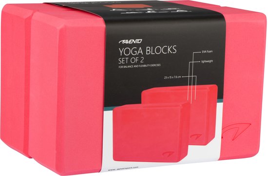 Set de 2 blocs de yoga roses Avento en mousse EVA pour l'équilibre et la flexibilité.