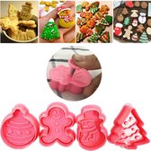 Uitstekers - Uitsteekvorm - Creatief - Kerst - Koekjes - Biscuit - Fondant - Marsepein - Cakevorm - Bakken - Bakvormen - Xmas - Roze - 4-delig -