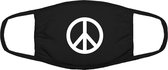 Peace logo mondkapje | grappig | gezichtsmasker | bescherming | bedrukt | logo | Zwart mondmasker van katoen, uitwasbaar & herbruikbaar. Geschikt voor OV